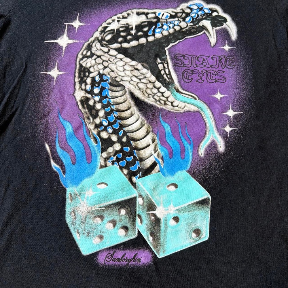Samborghini Snake Eyes Graphic Tee Black Y2K Grunge Skater Small - Picture 2 of 6